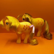 Vintage G1 My Little Pony Butterscotch & Basic Fun Modern Toy Figures Set 1980s