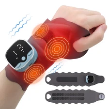 Electric Wrist Wrap/Hand EMS Vibration Massager Pain Relief Hot Compress Therapy