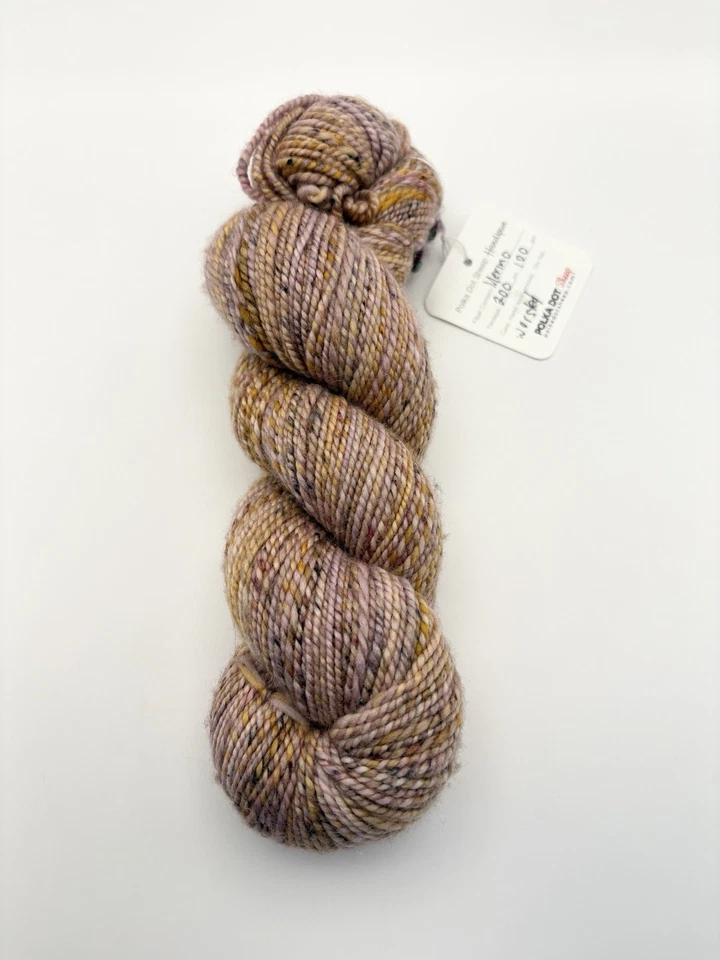 Hilo de oveja a lunares hilado a mano Worsted 100 % lila merino oro rosa pálido 200 yd Foto 2 de 4