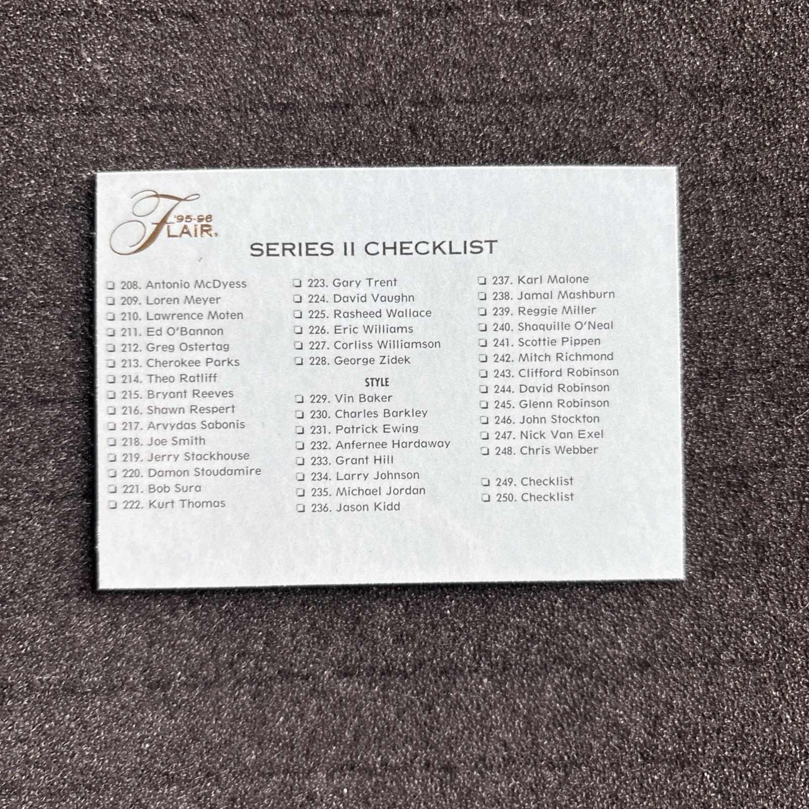 1995-96 Flair - Checklist #250