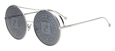 NEW FENDI SILVER ROUND UNISEX SUNGLASSES - FF 0285/S 0lHMD