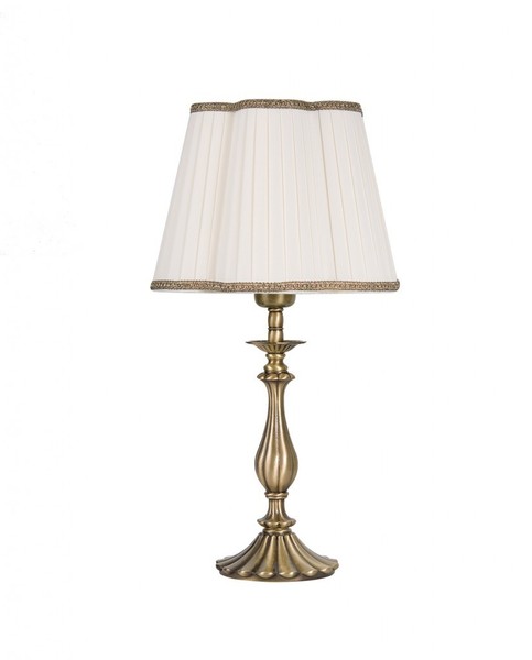 Exklusive Tischleuchte Tischlampe Mit Stoffschirm Messing Bronziert Schlafzimmer-image