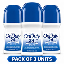 Avon On Duty Sport 24 Hour Deodorant 2.6 oz. Roll-On 3 Pack