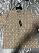 SAINTS STUDIO Mens M Beige Cross Pattern Shor...