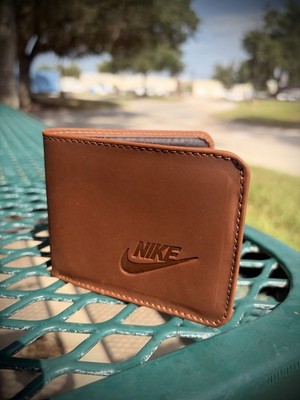 Old School Vintage Nike Leather Bifold Wallet - Logo 1991 Light Brown ID Slot