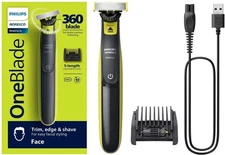 Philips Norelco OneBlade 360 Face Hybrid Electric Trim, Edge & Shave (QP2724/70)
