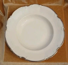 Saladmaster Wedding Band Rimmed 8 1/4" x 1 1/2" Soup Bowl, White Platinum Trim