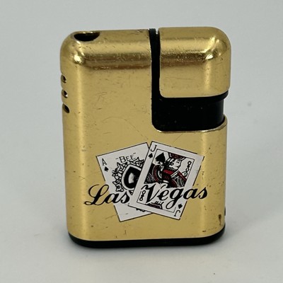 LAS VEGAS Nevada Vintage Mini Cigarette Lighter Peewee GOLD Cards Black Jack