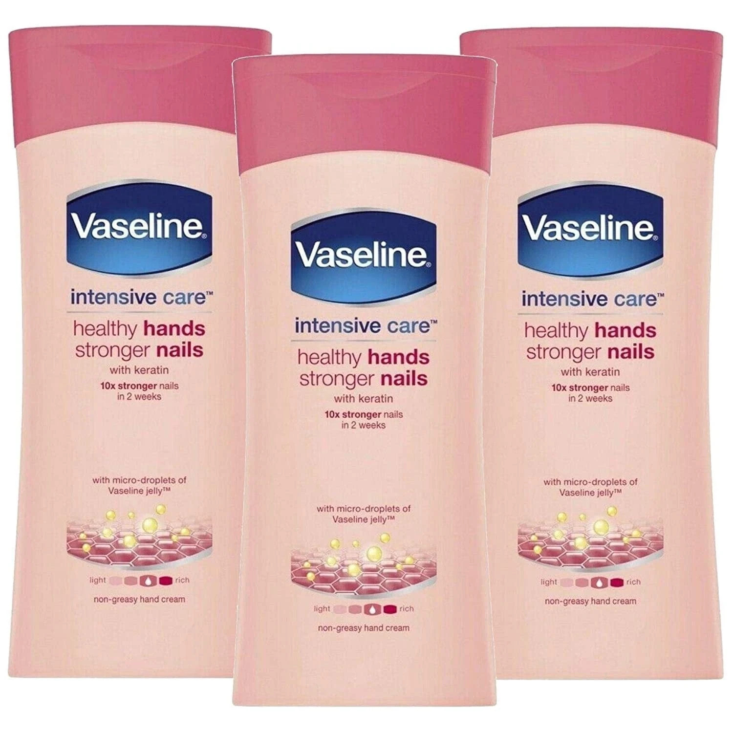 3X Vaseline Healthy Hands And Stronger Nails Hand Cream, 200 Ml