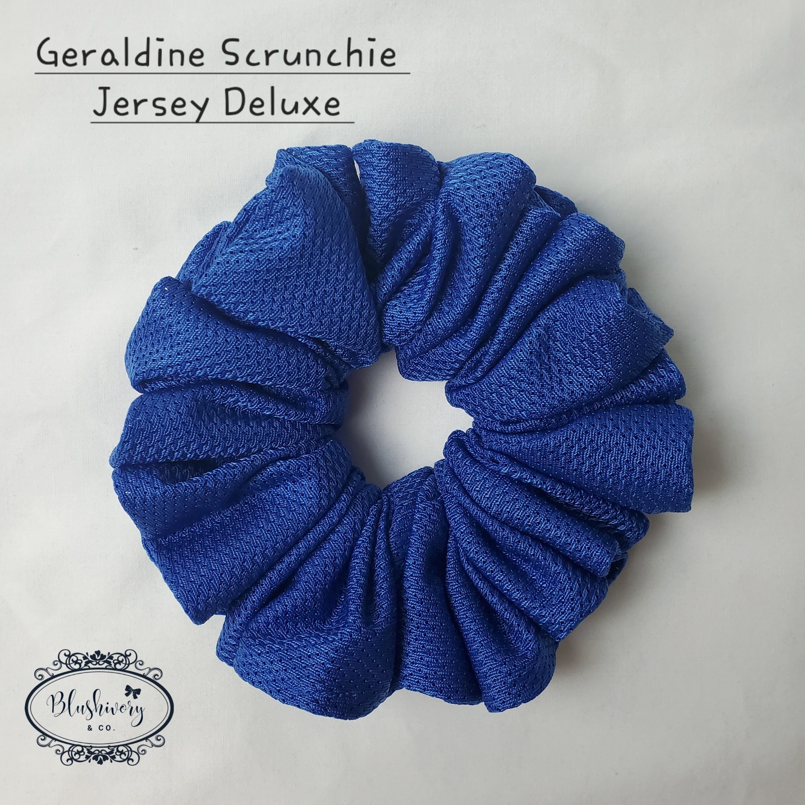 Geraldine Jersey Blue Scrunchie Hair Tie for Women