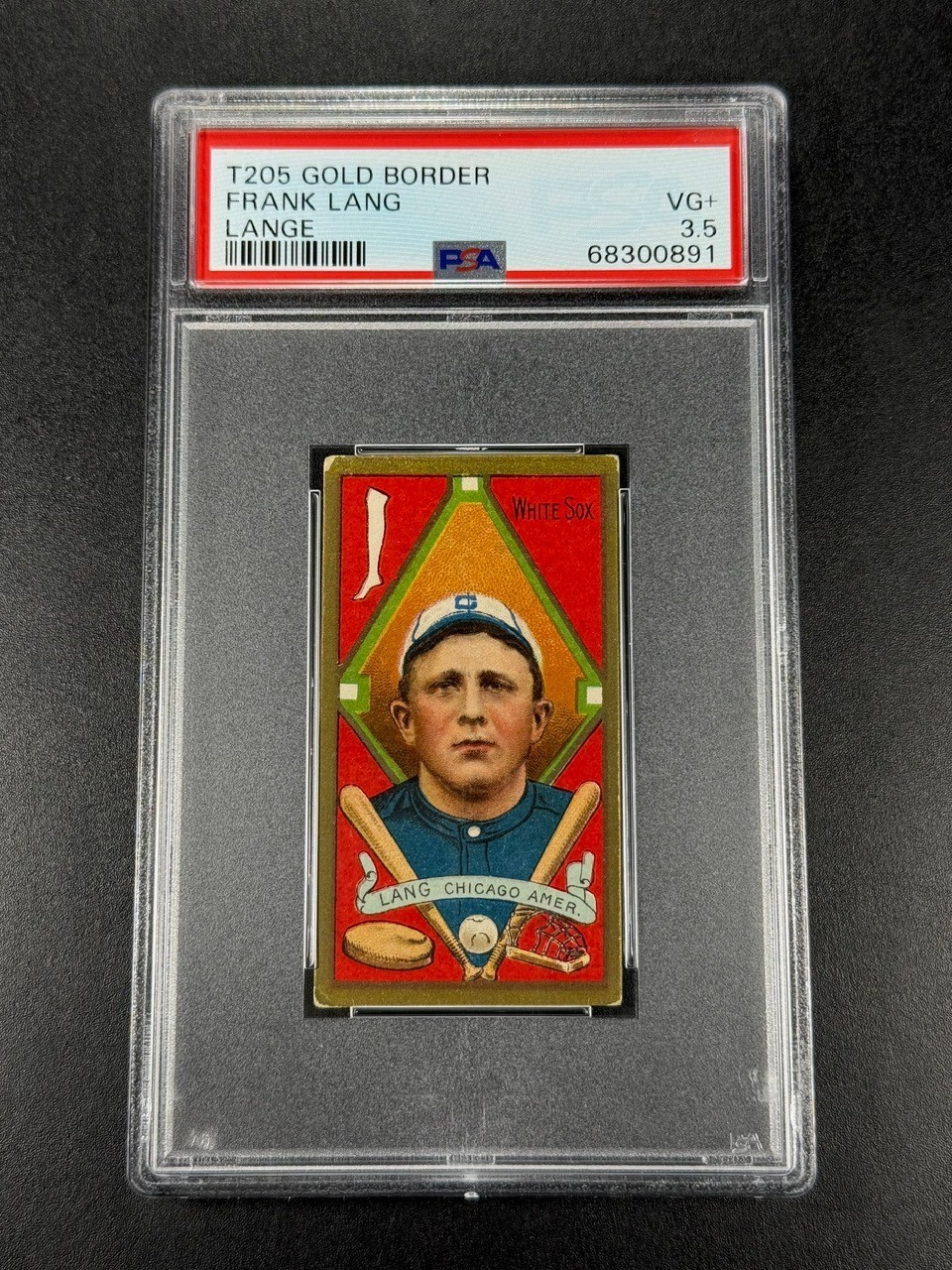 FRANK LANG 1911 T205 GOLD BORDER VINTAGE TOBACCO CARD VERY GOOD+ PSA 3.5 CHI-SOX