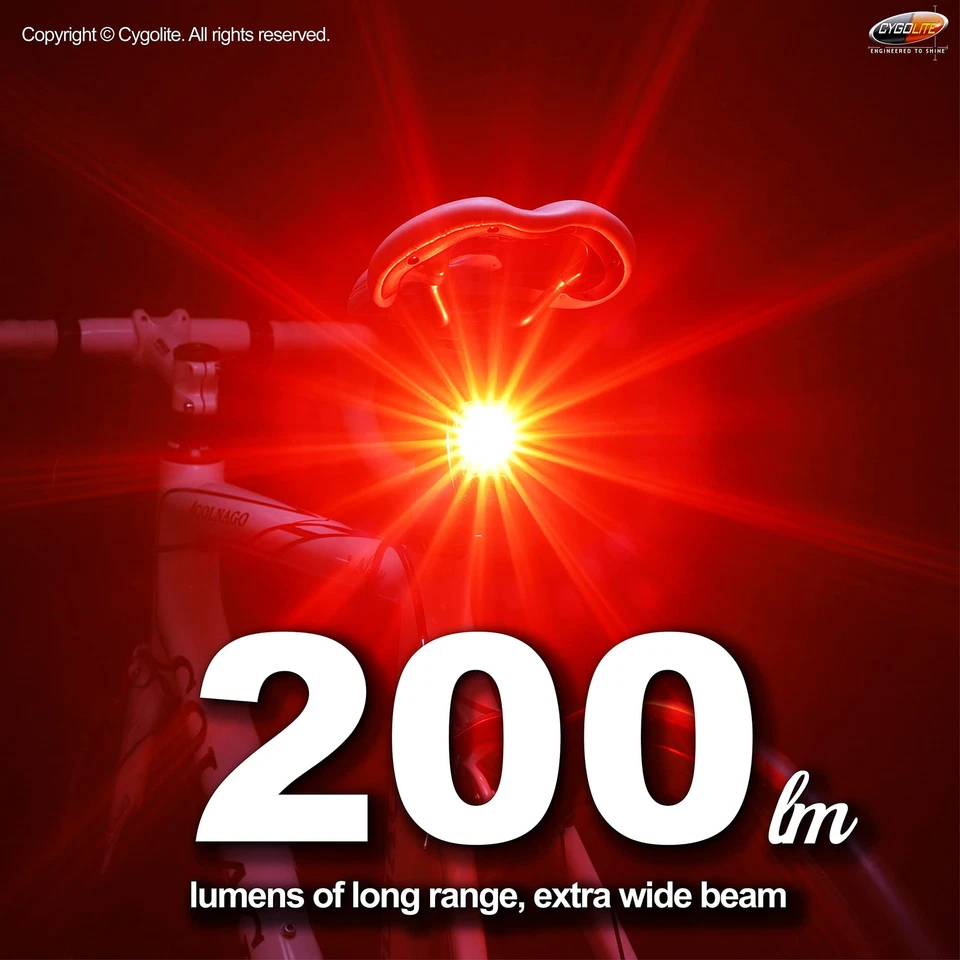 Luz trasera para bicicleta Cygolite Hotshot Pro 200 lúmenes USB recargable montaje duro Foto 2 de 4