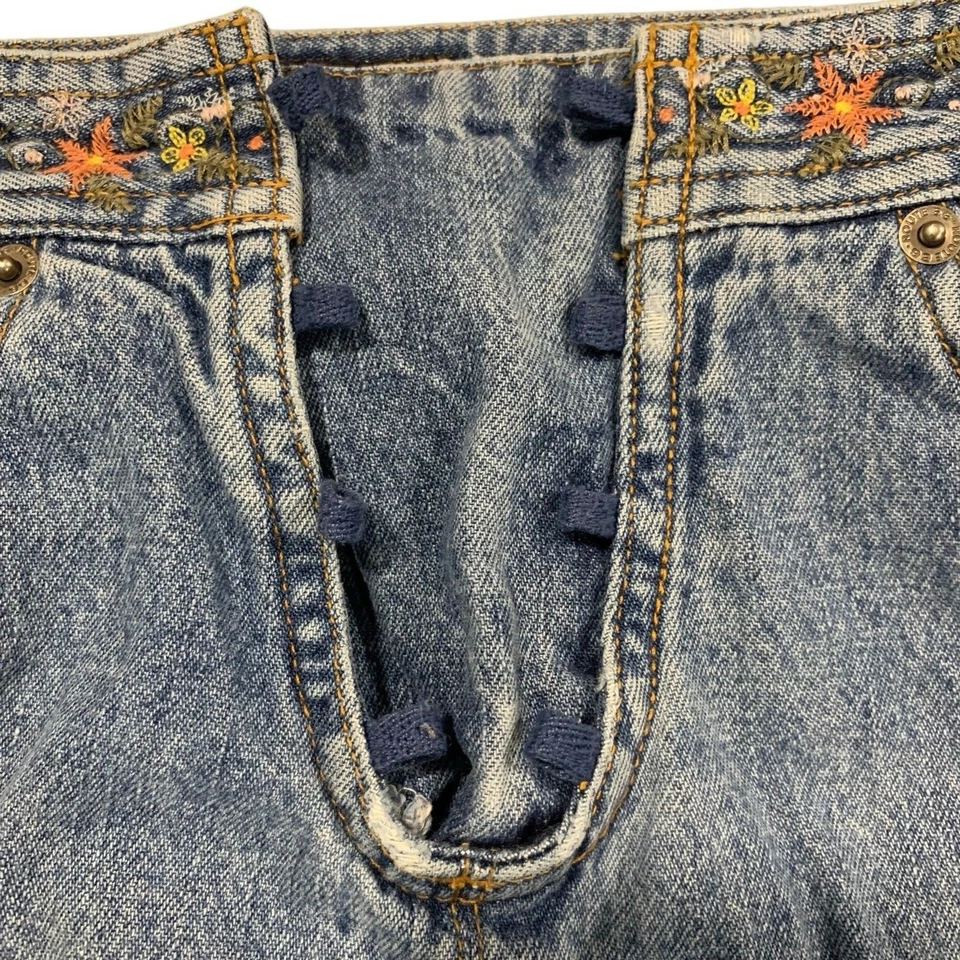 Falda Midi Denim Bordada Floral Vintage Route 66 6 Y2K Boho Festival Foto 4 de 4