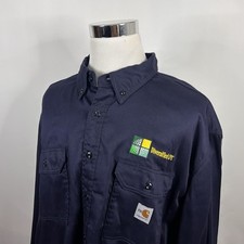 NWT Carhartt FR 3XL Flame Resistant Work Shirt Navy Blue Cotton Blend FRS003 DNY
