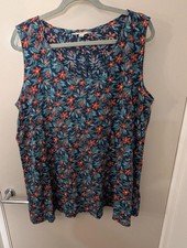 Seasalt Cornwall UK20 Organic Cotton Maternity Floral Enid Vest Navy Blue Orange