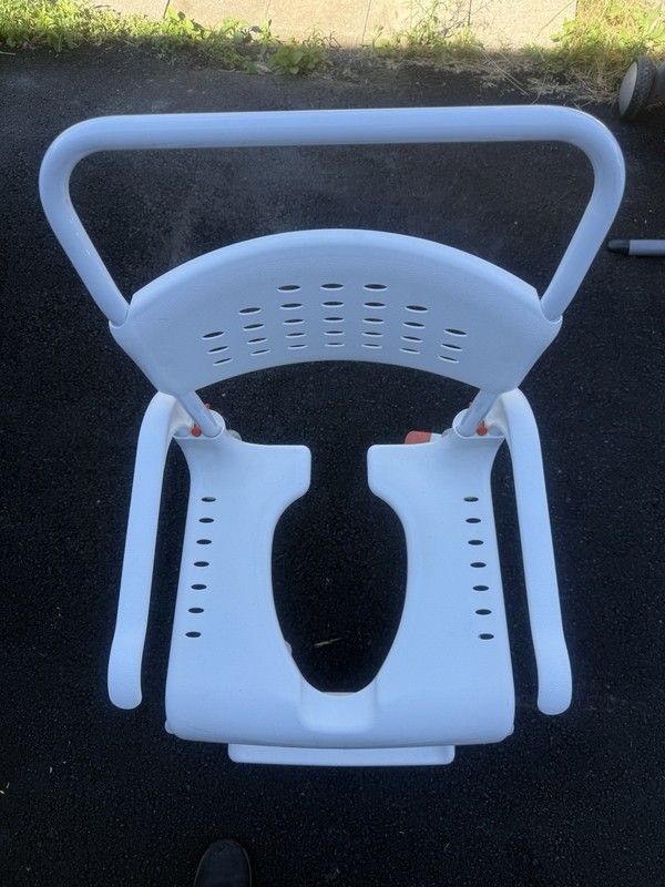 Etac Clean Commode Shower Wheelchair Adjustable Height Backrest Footrest White