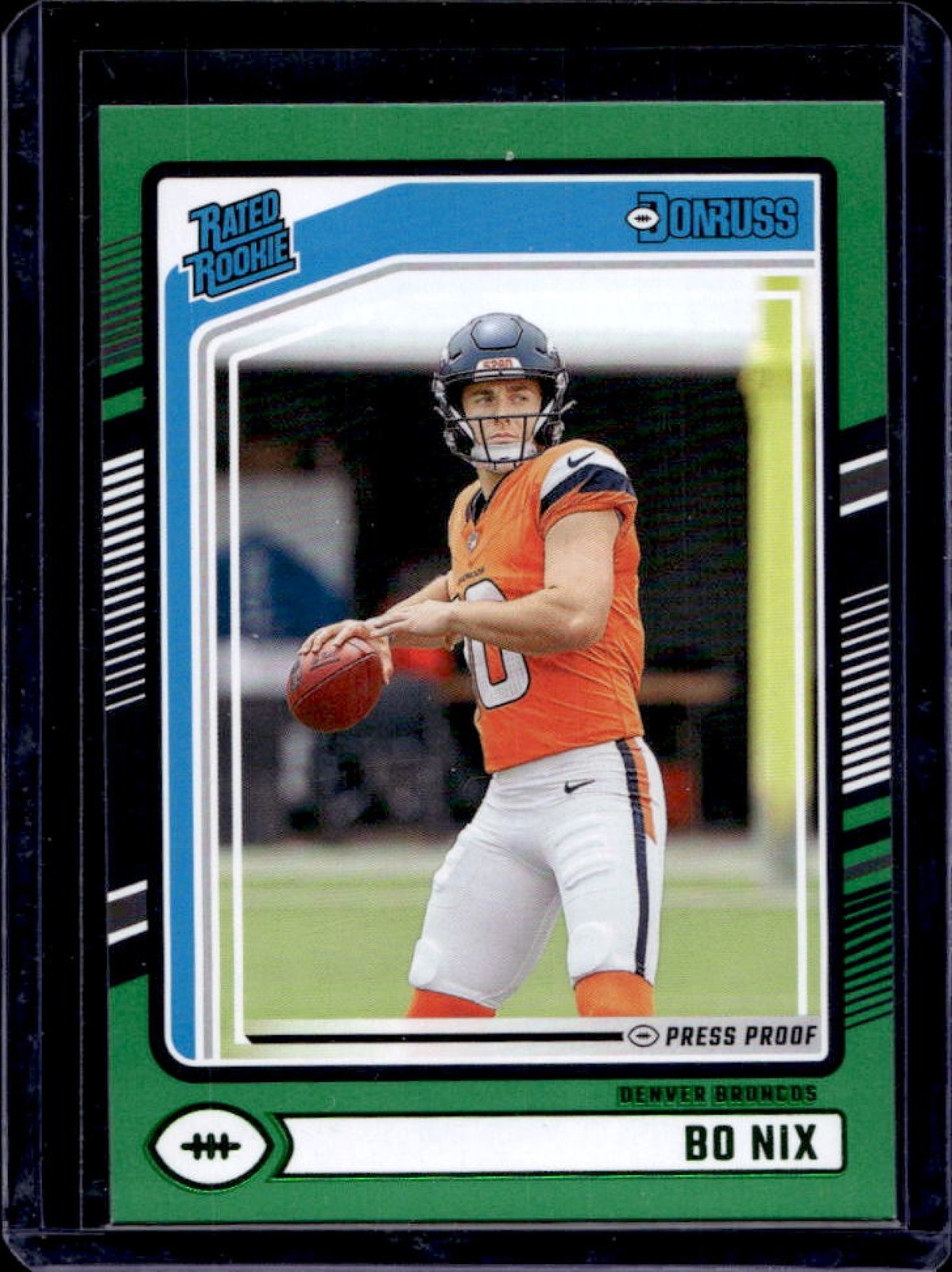 2024 Donruss Bo Nix Press Proof Green Rated Rookie #369 Broncos