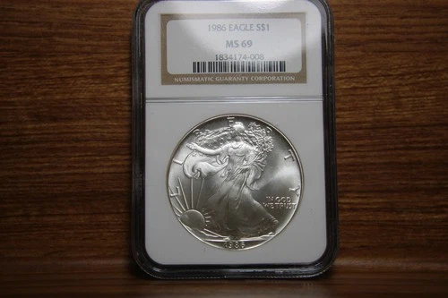 1986 Silver Eagle NGC MS69 Old Holder