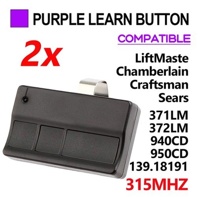 For LiftMaster 371LM COMPATIBLE PURPLE Learn Button Garage Door Remote 315mhz