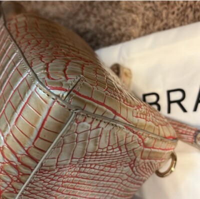 Brahmin Liz Sunkiss Melbourne Croc Embossed Leather BackPack red beige NWT $325 Brahmin Liz Sunkiss Melbourne Croc Embossed Leather  main image 4