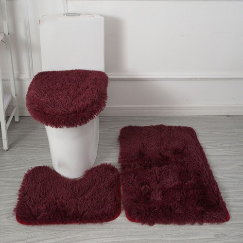 3-Piece Bathroom Bath Mat Contour Rug Set with Toilet Lid Cover #* - Picture 27 of 41
