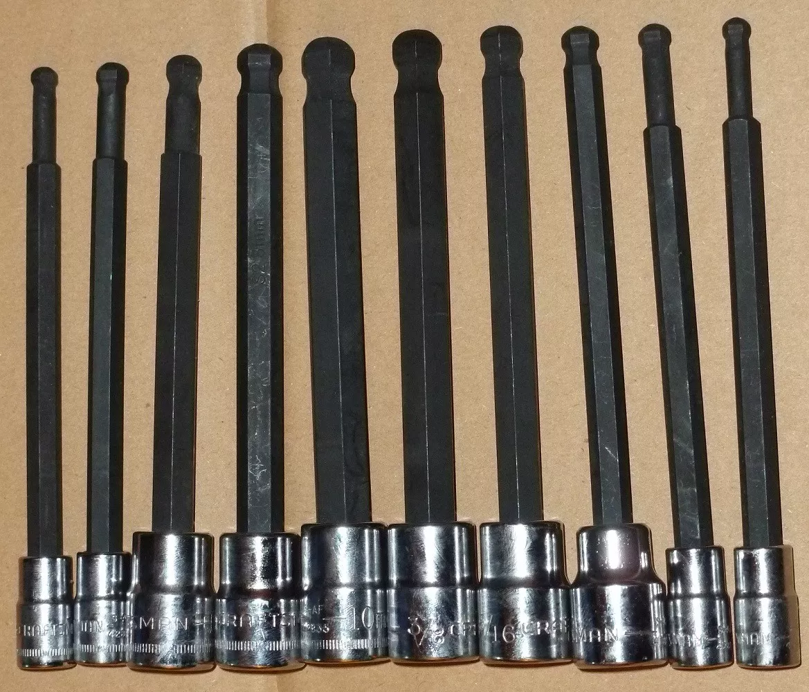 CRAFTSMAN 10 Piece BALL HEX Long Reach Bit Socket Key Set Metric