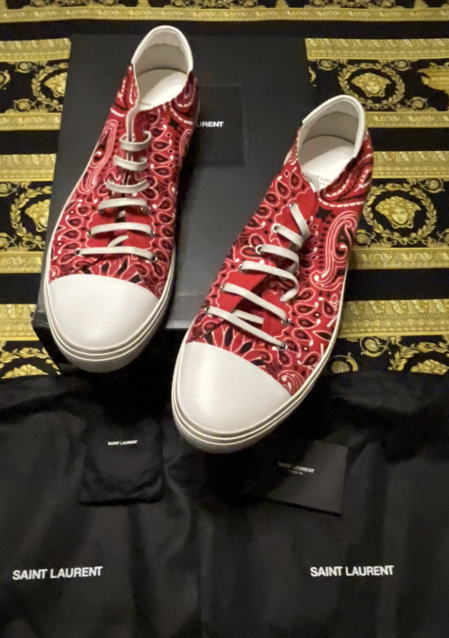 Nuovo Originale Ysl Saint Laurent Paris Bedford Basso Top Sneakers Misura 48 USA