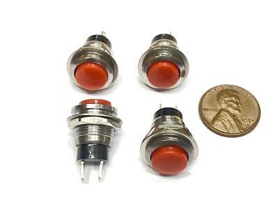 #ad 4 Pieces RED small N O Momentary 12mm push button Switch round 12v on off G23 $10.94