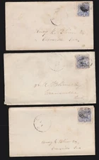 US 114 x 3 1869 3c Locomotive on Cover Lot of 3 (018)