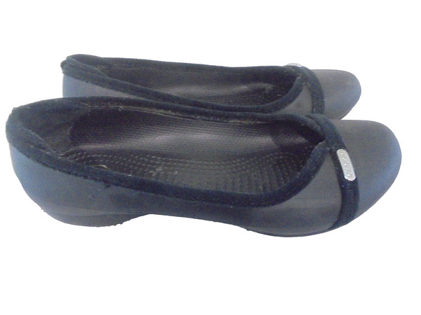 Crocs Womens Flat Ballet Shoes Round Toe Slip On Casual Comfort Black Sz 7 W .