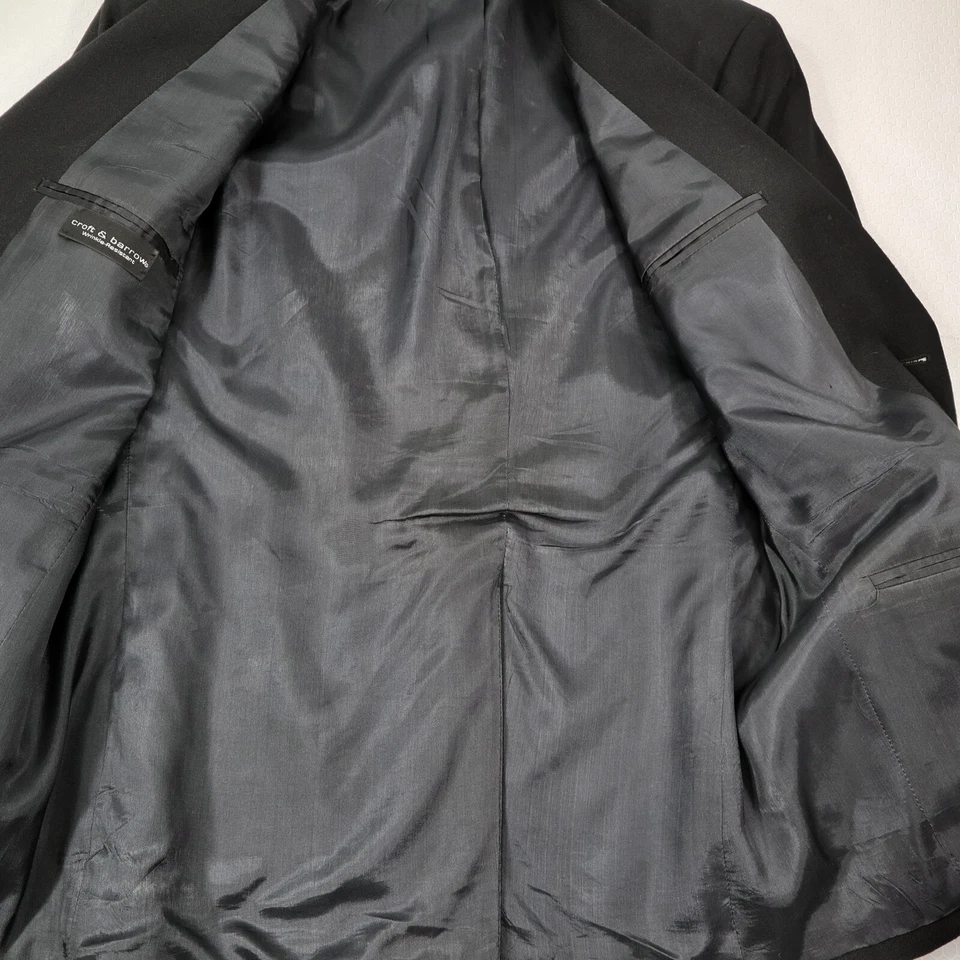 Blazer Croft Barrow Negro Para Hombre 44-Long Botones Latón Texturizado Todo el Año NUEVO Foto 4 de 4