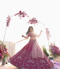 New Designer Slub SIlk Pink Color Lehenga Choli With Dupatta For Wedding Wear