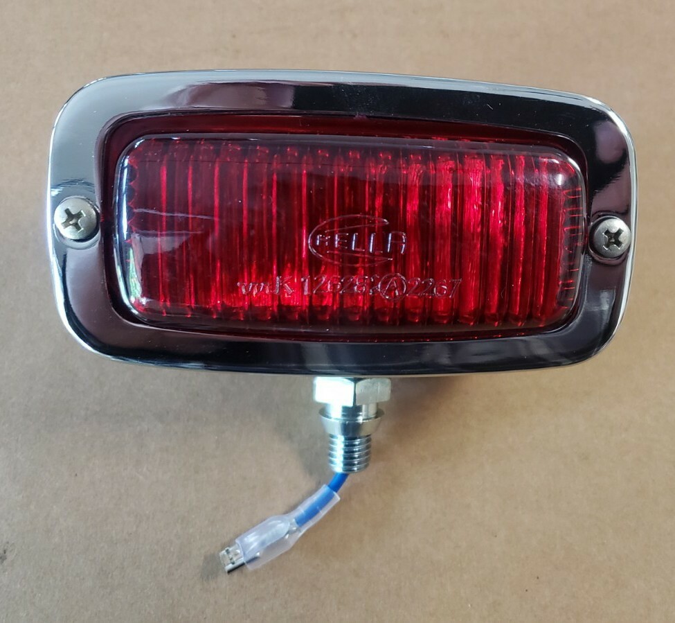 1 Vintage custom motorcycle red chrome rear mount fog brake light