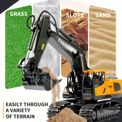 RC Excavator Bulldozer Dump Truck Engineering Vehicle 2.4G w/Light for Kids