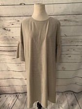 NWT Listicle Bell Sleeve Dress Sz L Gray Stripes Tie Back Neck SS TShirt Dress