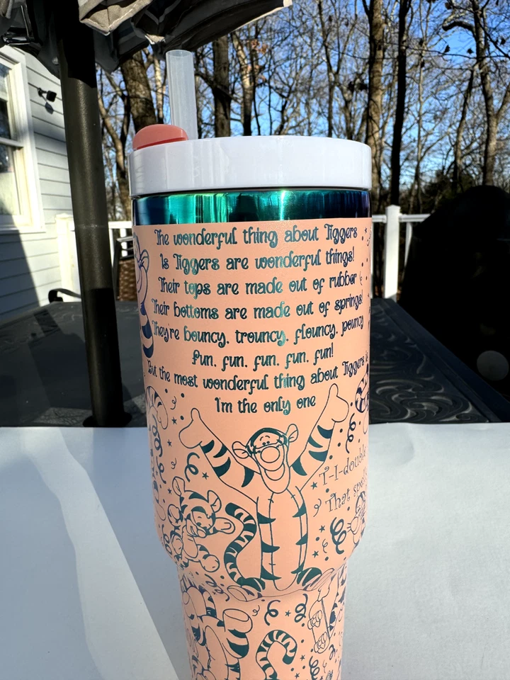 40盎司绝缘激光雕刻不倒翁迪士尼跳虎来自小熊维尼 — 第 4/4 张图片