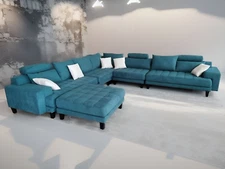 5-Piece Contemporary Dark Teal Blue Microfiber Fabric Sectional Sofa  S150DTB