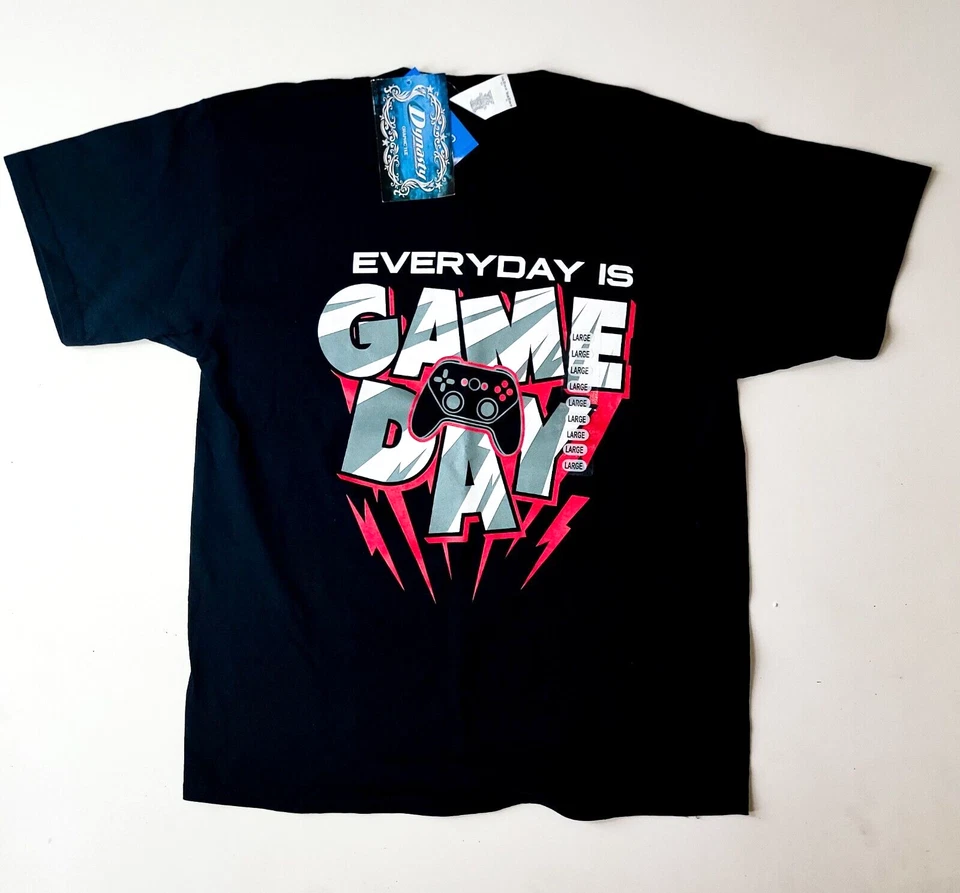 Новый с Ярлыками геймер 'Everyday is Game Day' графический трафарет напечатано черная футболка мальчиков большой - Изображение 4 из 4