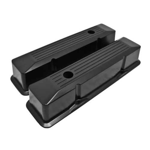 For 58-86 Chevy Small Block Tall Black Al. Recessed Valve Covers Ball Milled - Foto 2 di 2