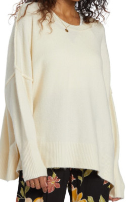 Billabong Women s Dreaming Again Oversize Sweater Cream Size Large