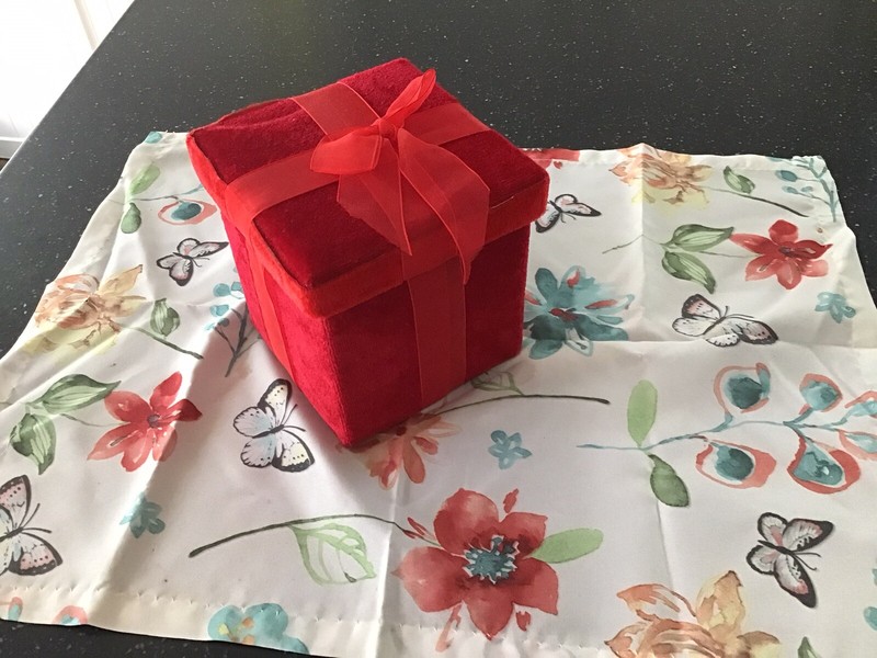Voila Silver Sparkly Christmas Ornament In Red Vervet Box
