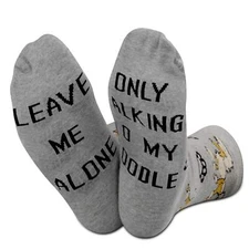 Poodle Dog Pet Lover Socks Leave Me Alone Only Talking To My Poodle Today Soc...