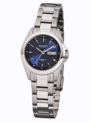 Regent F-518 Steel Sapphire Glass Day Date Women's Watch - 10 BAR Wr