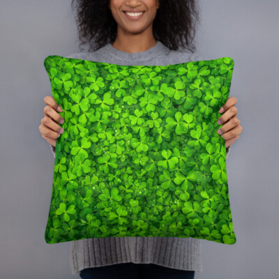 Fresh Green Shamrocks Irish Themes Home Decor Basic Pillow