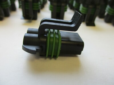 DELPHI PA66 2 WAY PLUG, WEDGE LOCK BLACK AND GREEN CONNECTOR, LOT OF 25