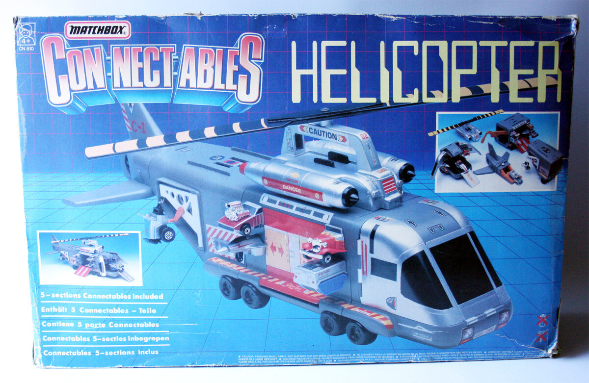 RARE VINTAGE 1999 MATCHBOX CONNECTABLES HELICOPTER HUGE PLAYSET