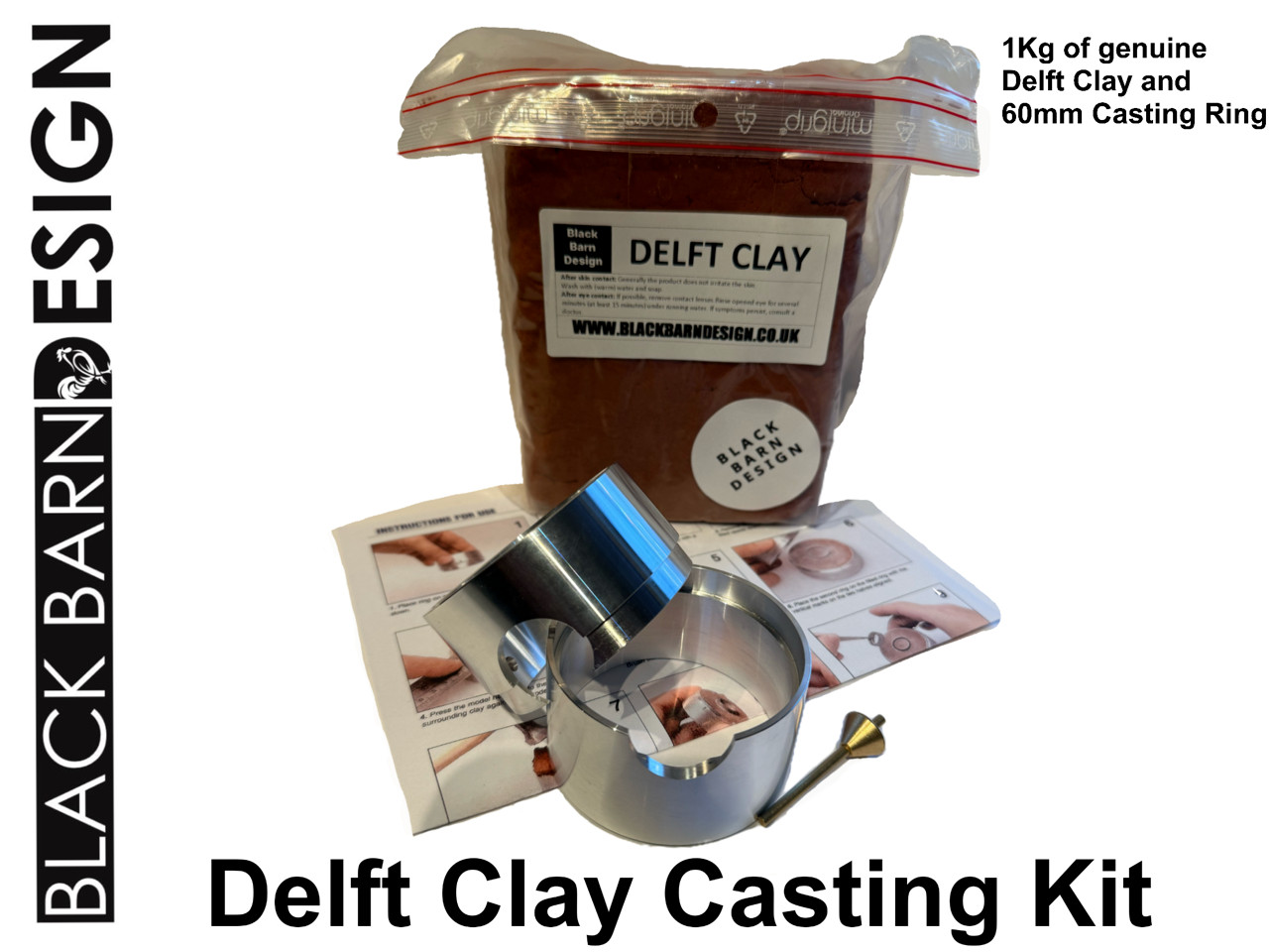 60mm Aluminium Delft Casting Ring and 1 Kg of Genuine Delft Clay Kit Gold silver