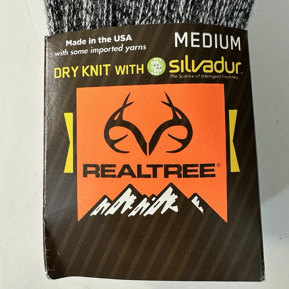 Realtree Dry Knit Medium Socks Intellifresh Black Grey Winter Stockings NWT Pair - Image 3 of 4