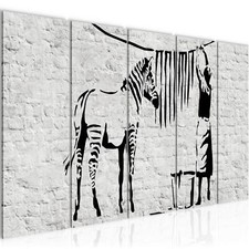 Wandbilder Set Washing Zebra Banksy Bild für Schlafzimmer Wohnzimmer Flur grau