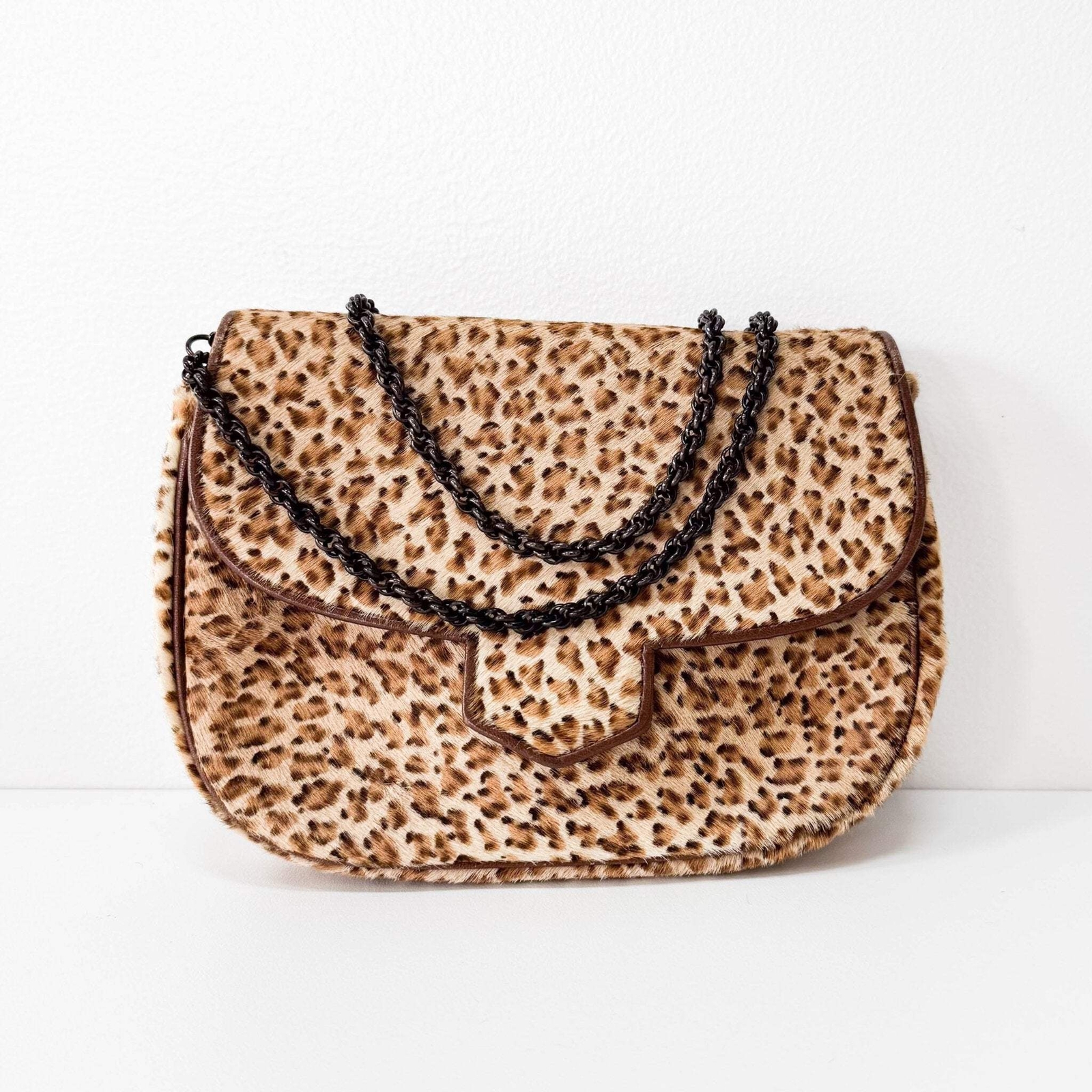 Borsa a tracolla SAINT LAURENT stampa leopardata pony catena tracolla mini